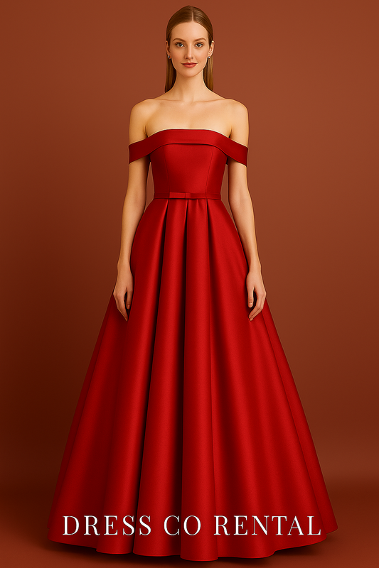 Red Off-Shoulder Gown / ชุดราตรีเปิดไหล่สีแดง