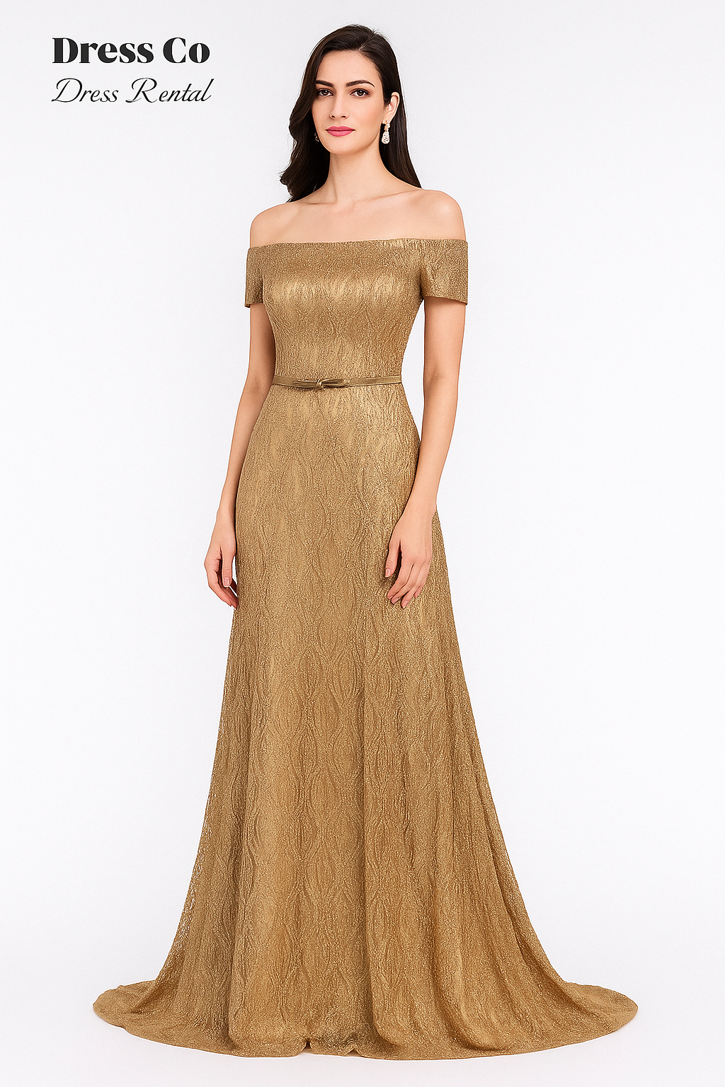 ชุดกลิตเตอร์เปิดไหล่ทอง-เงิน / Glitter Off-Shoulder Dress Gold & Silver