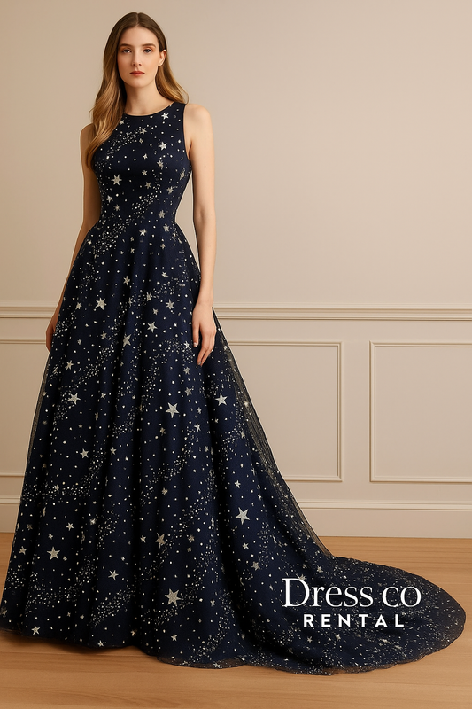 Navy Starry Night Open-Back Gown / ชุดเดรสดาวระยิบสีน้ำเงิน เปิดหลังหรู