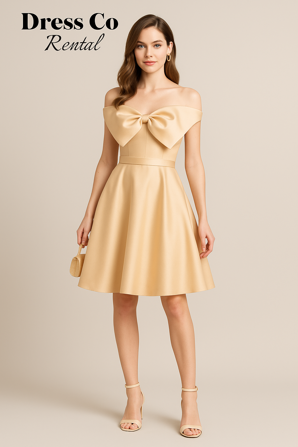เดรสนู้ดโบว์หน้า / Nude Bow Dress