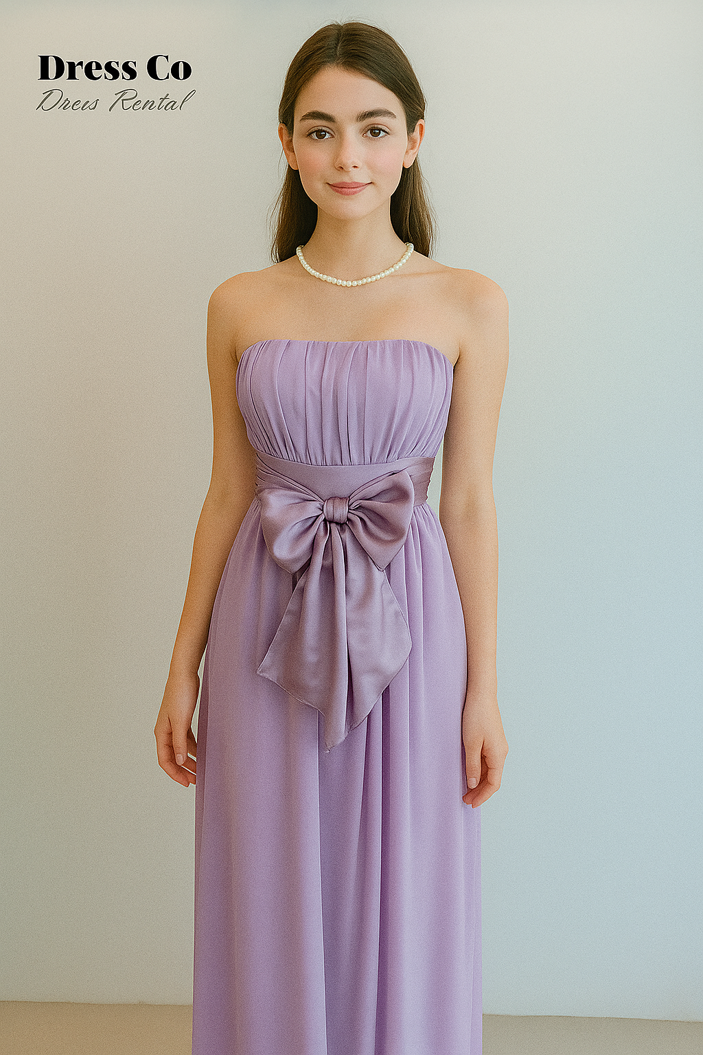 Strapless Lavender Dress with Big Bow
