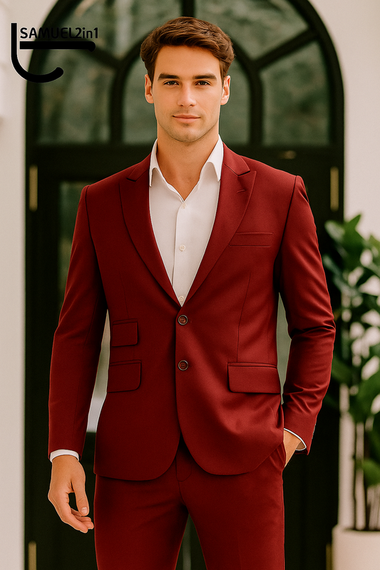 Red Wine Suit with Vest | สูทไวน์แดง พร้อมเสื้อกั๊ก