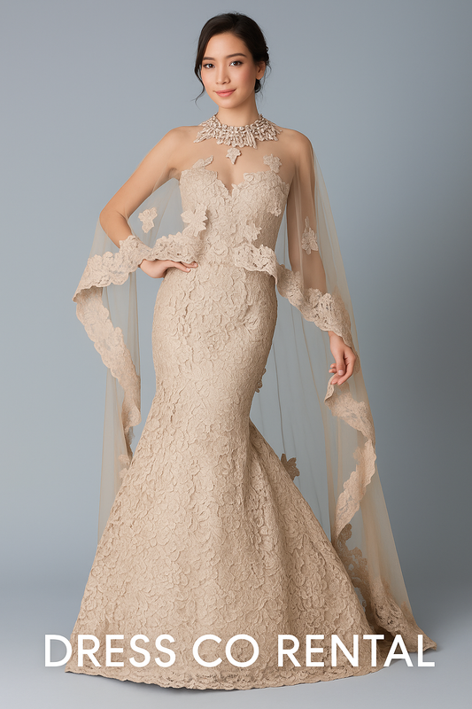 ชุดลูกไม้หรูสีนู้ด / Nude Lace Luxury Gown