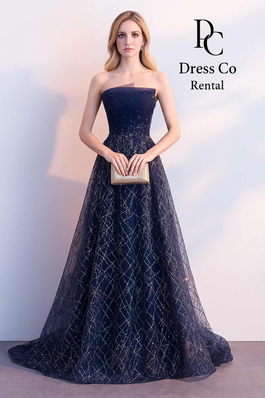 เดรสยาวสายเดี่ยวกลิตเตอร์น้ำเงิน | Midnight Blue Glitter Gown