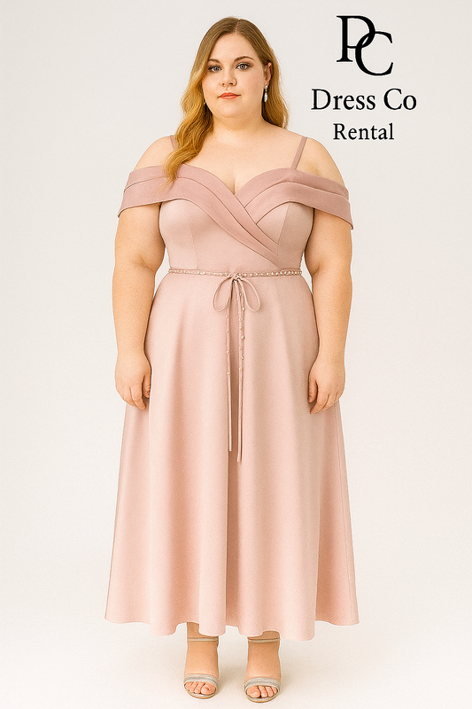 เดรสชมพูโบว์ใหญ่เปิดไหล่ / Pink Bow Off-Shoulder Dress