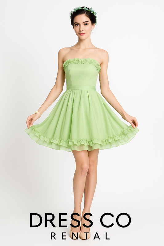 Green Ruffle Short Dress